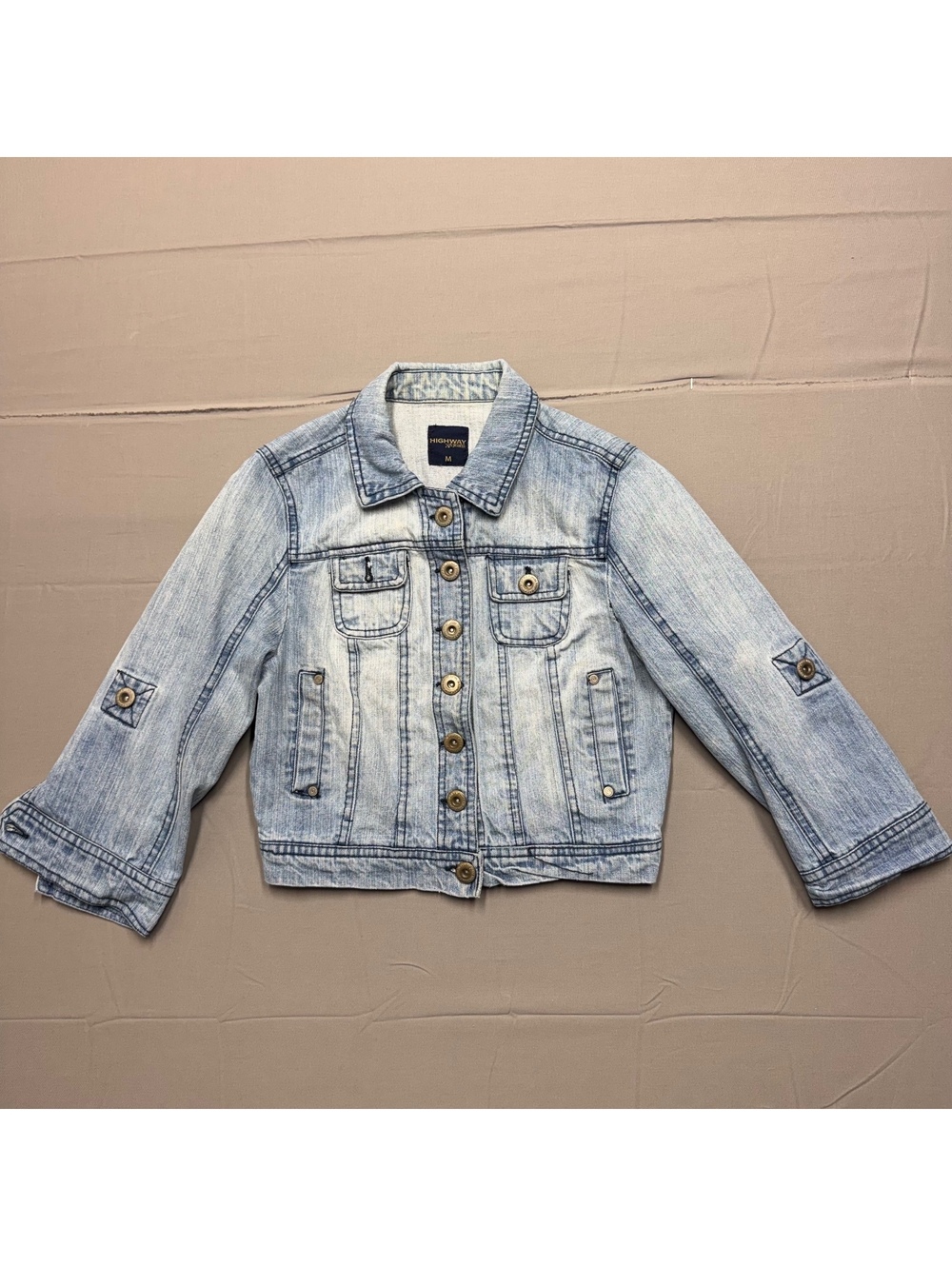 Highway Jeans Womens Denim Jacket Light Wash Button Crop Trucker Adult M Y2K